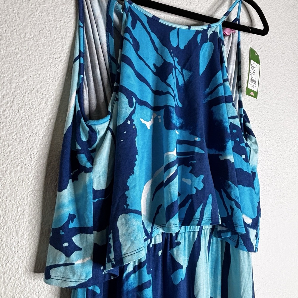 Lilly Pulitzer Levine Maxi Dress Medium NWT Get‎ Inky Sparkling Blue Halter $198